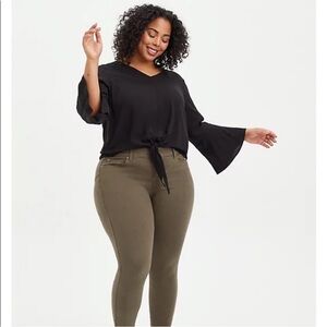 Torrid Black Tie-Front Bell Sleeve  Blouse Size 2